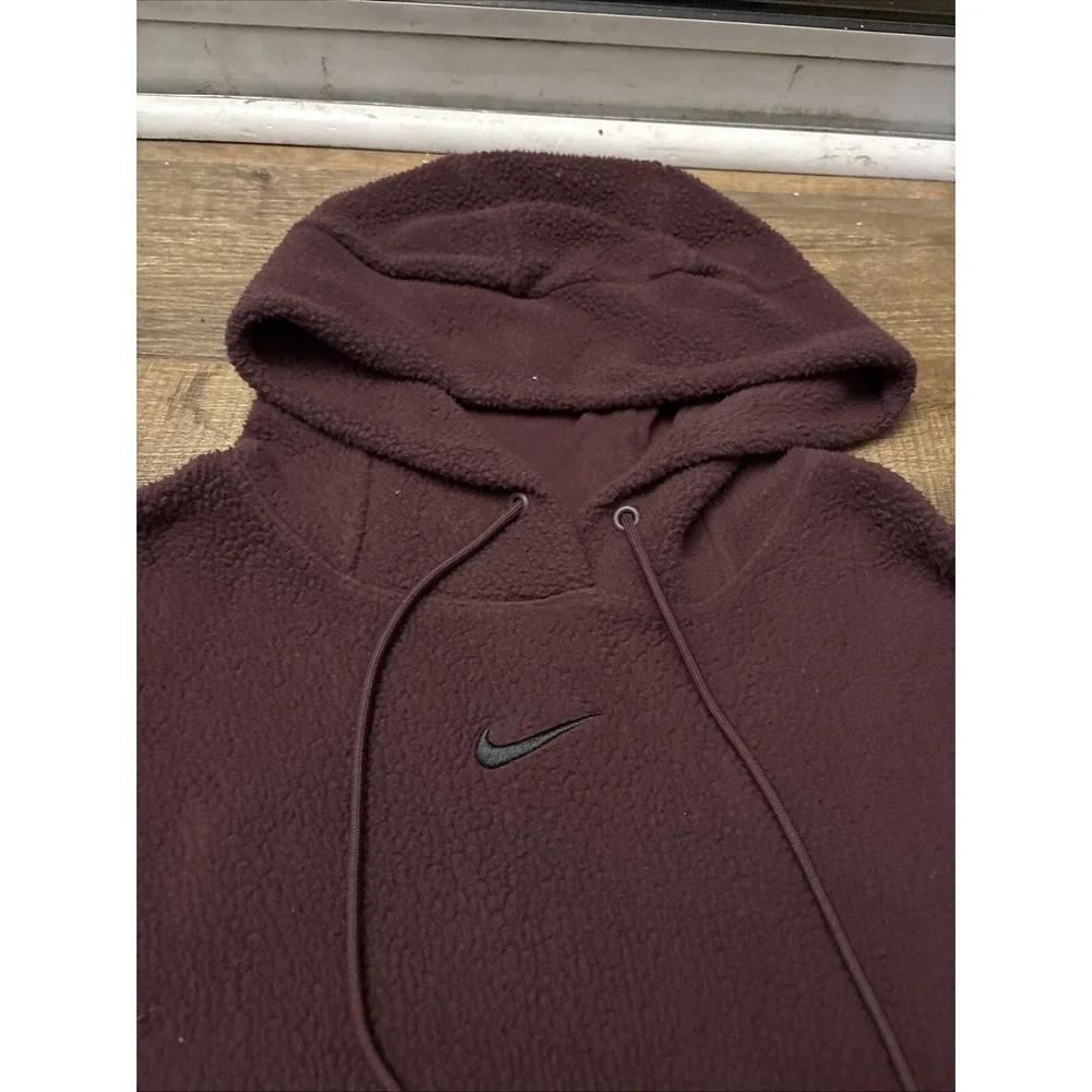 Nike Plush Fleece Pullover Hoodie Sportswear Women Size S Burgundy DQ6840-652